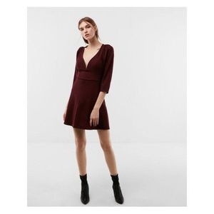 EXPRESS V-Wire Puff Sleeve Fit & Flare Dress